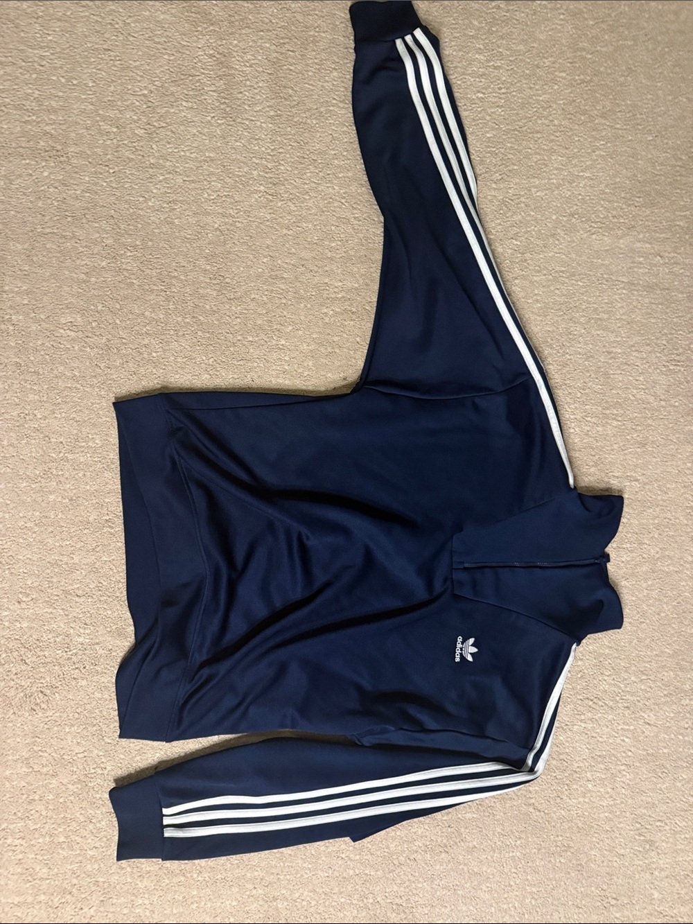 adidas Navy Blue Track Jacket with White Three Stripes